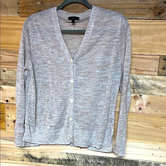 J.Crew Size M Tan and Cream Color Button-Up Lightweight Cardigan With Sh… - Picture 1 of 9
